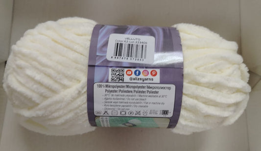 Alize Velluto -62 Lt Cream